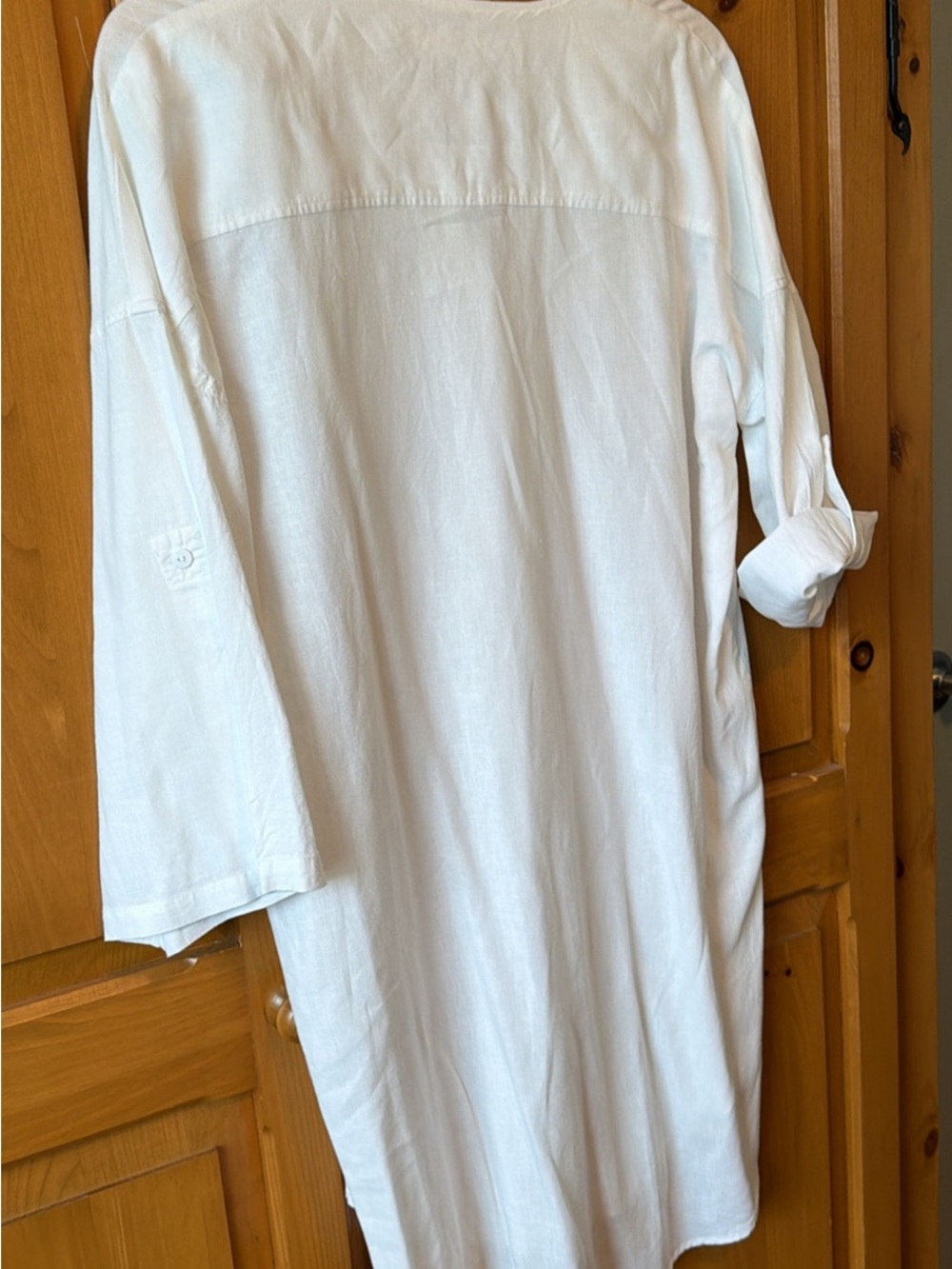 In Wear White Button-Front Linen Tunic - Picture 6 of 6